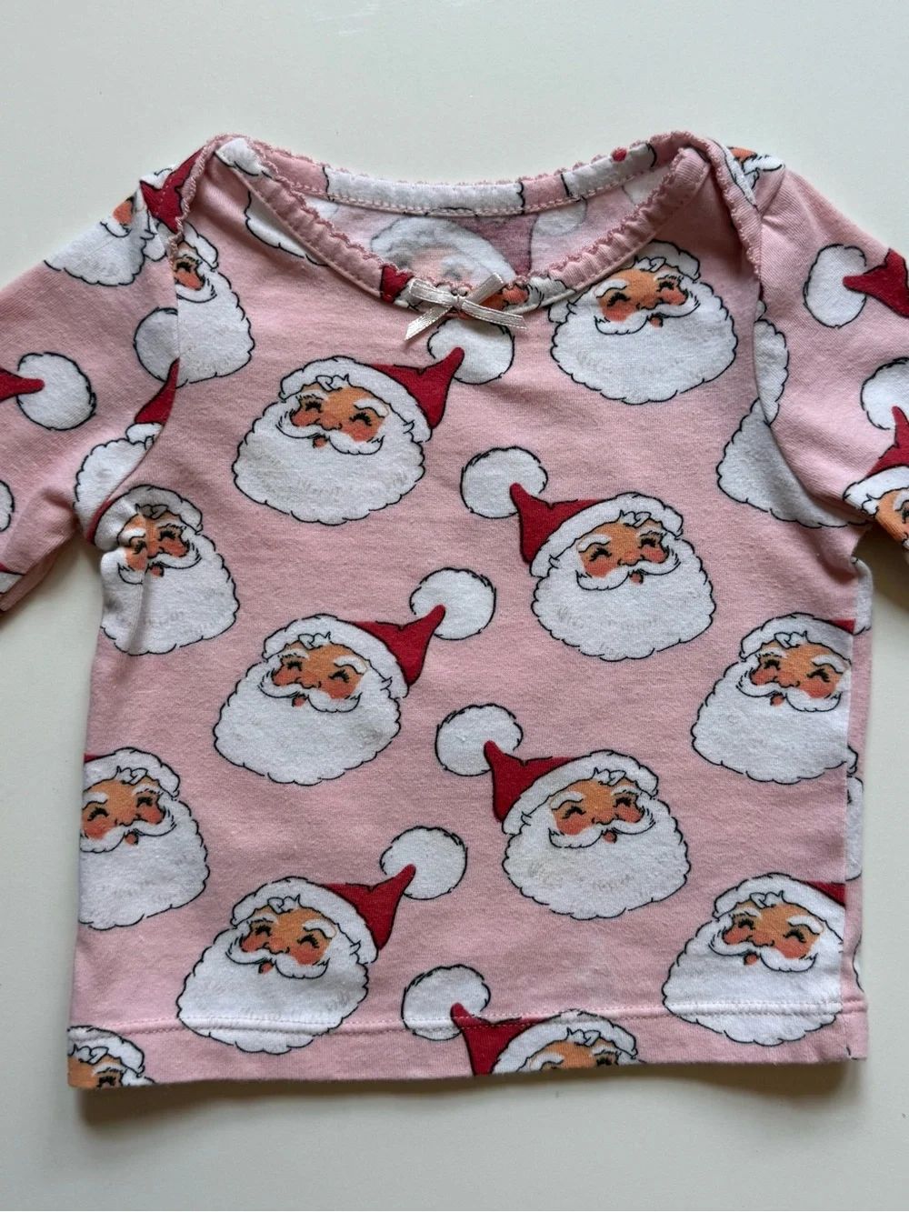 Pink Chicken Baby Girl Pink Santa Print Pajama Set - Size 6/12M